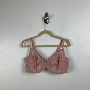 Curvy Couture Pink Lace Underwire Bra Size 38DDD